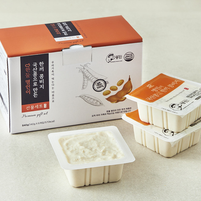 한둘 명인이 국산콩으로 만든 한끼 콩비지, 140g, 6팩