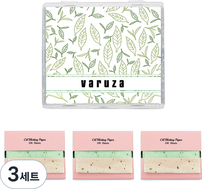 바루쟈 거울케이스 기름종이 녹차, 400매입, 3세트