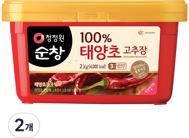 청정원순창 태양초 고추장, 2kg, 2개