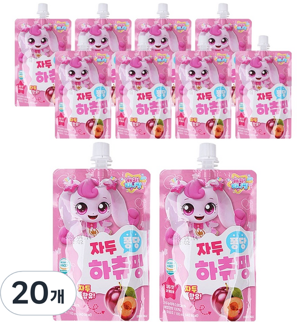 리더스인팜 캐치티니핑 퐁당 음료수 하츄핑 자두맛, 20개, 100ml