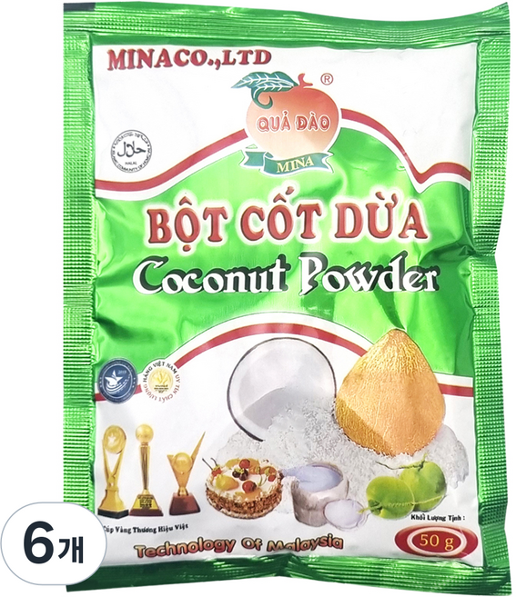QUODAO 코코넛밀크 파우더, 50g, 6개