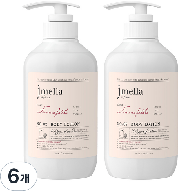 제이멜라 인 프랑스 바디로션 팜므파탈, 6개, 500ml