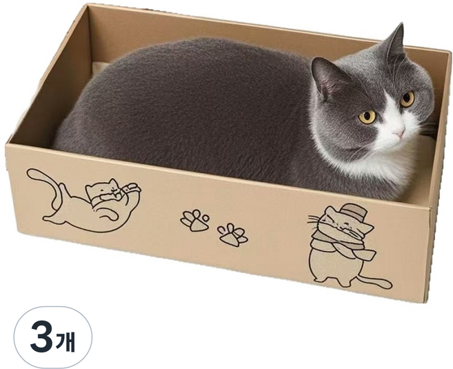 케리빙 고양이 스크래쳐 황박스, 종이, 3개