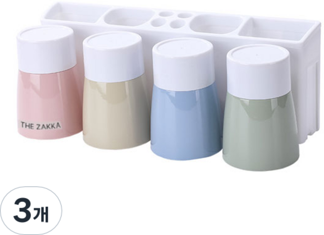 더자카 화이트라인 칫솔걸이 4인용, 혼합색상, 3개