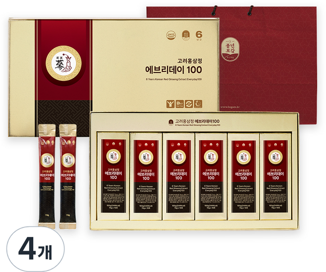 풍년보감 6년근 고려홍삼정 에브리데이100 60포 세트 + 쇼핑백, 900g, 4세트
