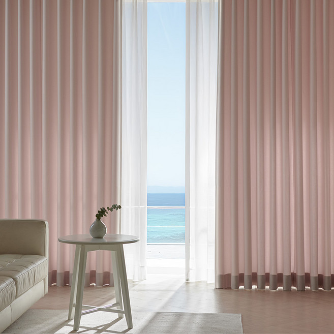 홈인홈 이지워시 높이조절 뉴린넨 사계절 암막 나비주름 커튼 2p 세트