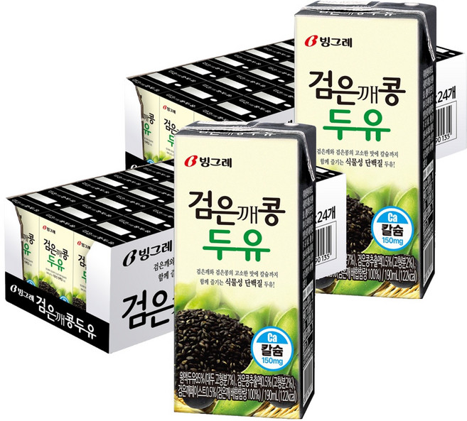 빙그레 검은깨콩 두유, 190ml, 48개