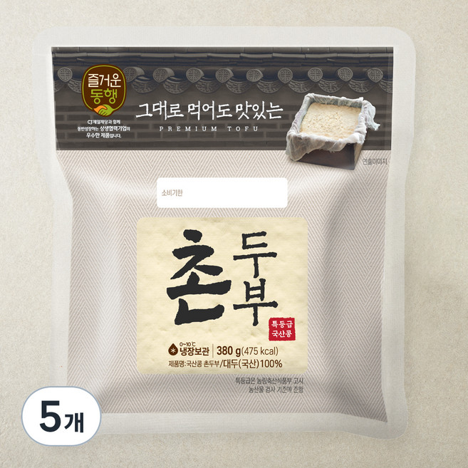 즐거운동행 국산콩 촌두부, 380g, 5개