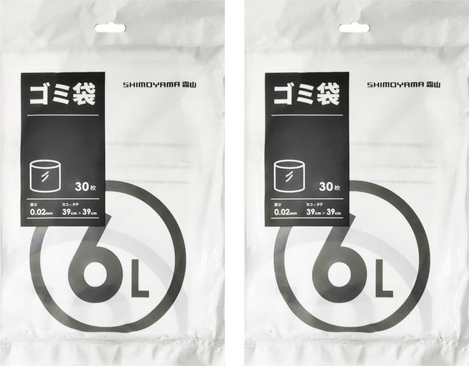 SHIMOYAMA 抽取式加厚款平口垃圾袋/廚餘袋, 6L, 30個, 2袋