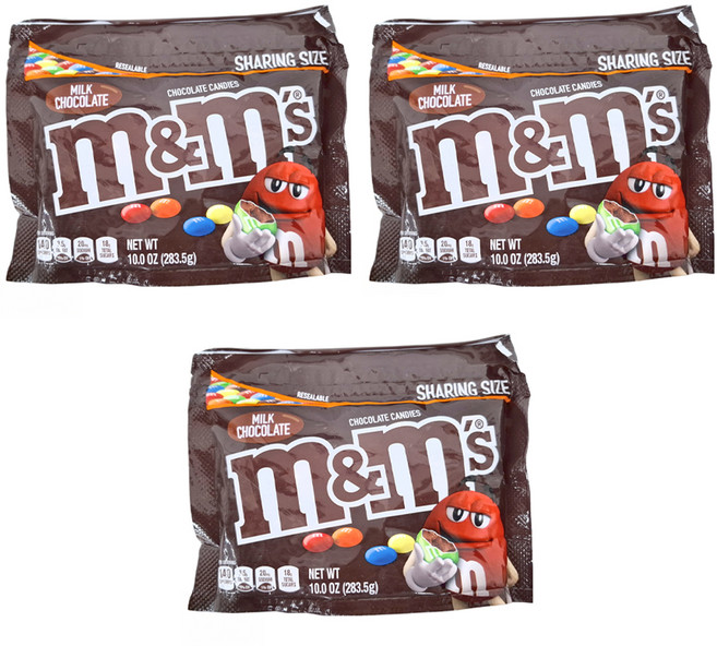 m&m's 牛奶糖衣巧克力, 3包, 283.5g