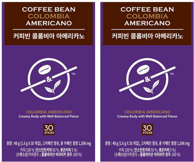 커피빈 콜롬비아 아메리카노 스틱커피 미니, 0.9g, 30개입, 2개