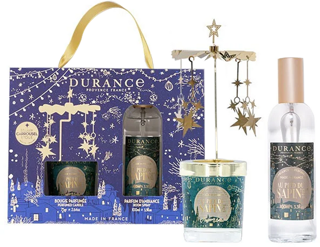 DURANCE 朵昂思 漫天星星香氛禮盒 蠟燭75g+居家噴霧100ml+旋轉燭罩, 冷松林間