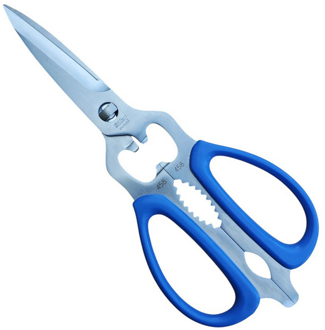 SilkY Scissors NKS 215DT PRO+ 日本製 丸章工業 可拆卸 多功能 廚房 剪刀, 藍色, 1支