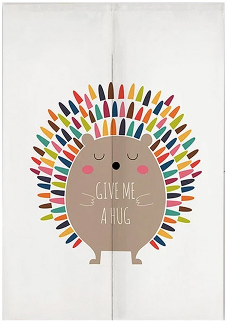 半島良品 棉麻門簾風水簾, 可愛刺蝟