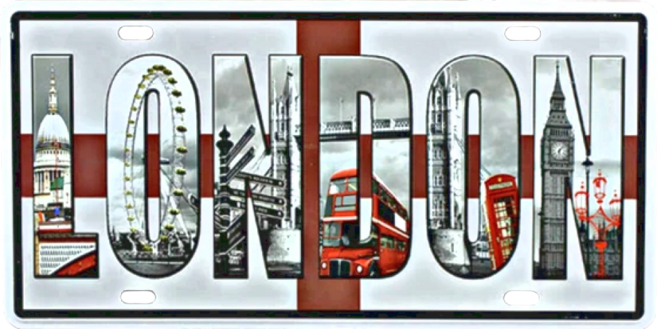 OPUS LOFT 純真年代 仿舊鐵皮車牌 倫敦 LONDON 馬口鐵