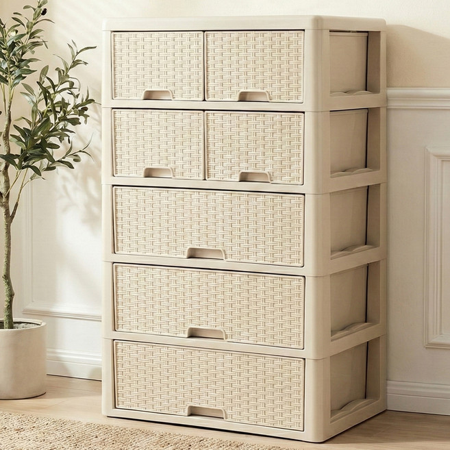 라탄 더블 5단, 베이지, 7개