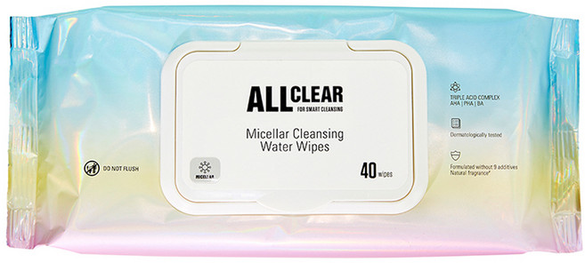 더페이스샵 올클리어 미셀라 클렌징 워터 티슈, 40매입, 1개