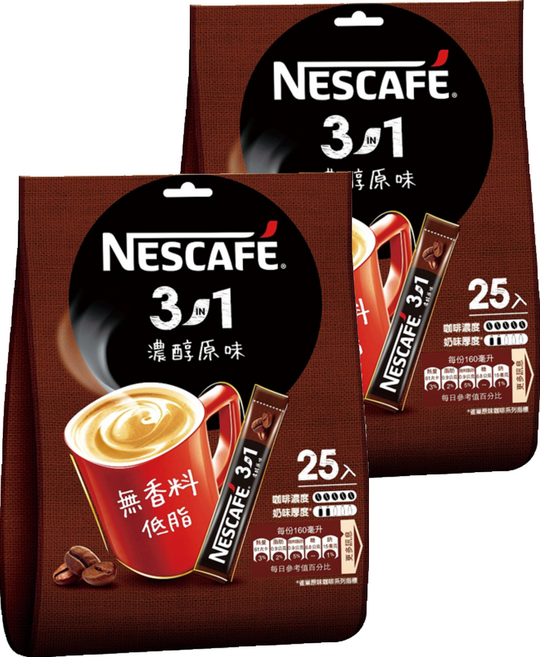 NESCAFE 雀巢咖啡 三合一 濃醇原味, 15g, 25包, 2袋