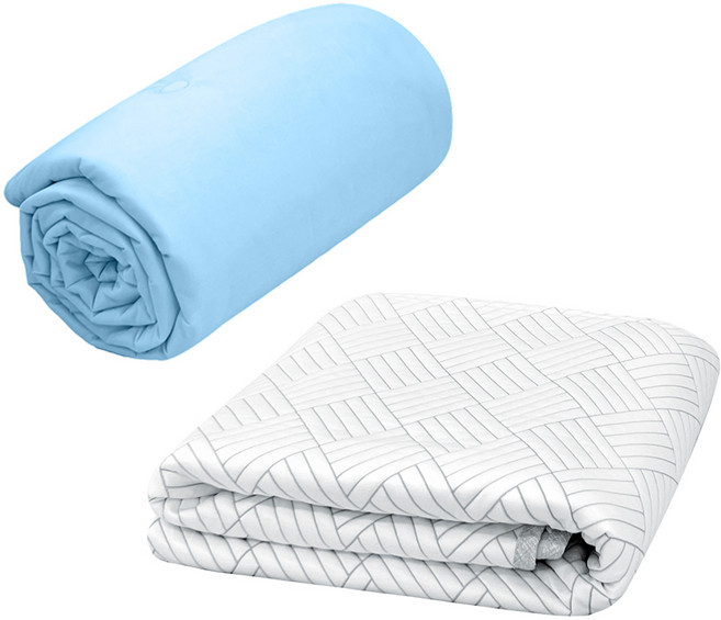 크린포유 오코텍스 Q-MAX 인증 냉감 패드 세트, 화이트(매트), 아이스블루(이불), 쿨매트+쿨이불
