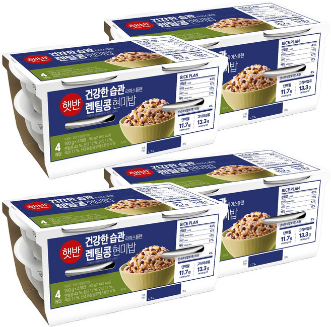 CJ Hetbahn Rice Plan 扁豆糙米飯, 190g, 16個