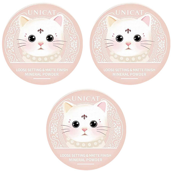 UNICAT 變臉貓 柔焦毛孔礦物控油蜜粉 10g, 象牙白色, 3個