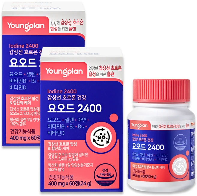 영플랜 요오드 2400 갑상선 호르몬 건강, 60정, 2개 - 쿠팡
