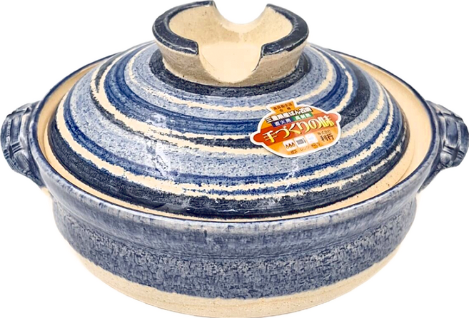 SAJI 佐治陶器 7號深型砂鍋 吳須刷毛目, 22cm, 1個