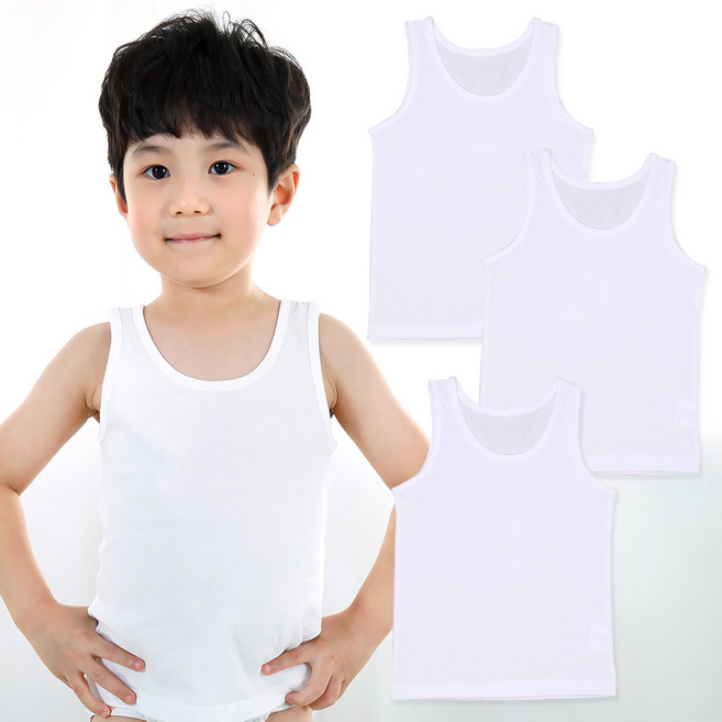 키즈라인 아동용 백물 순면런닝 3p