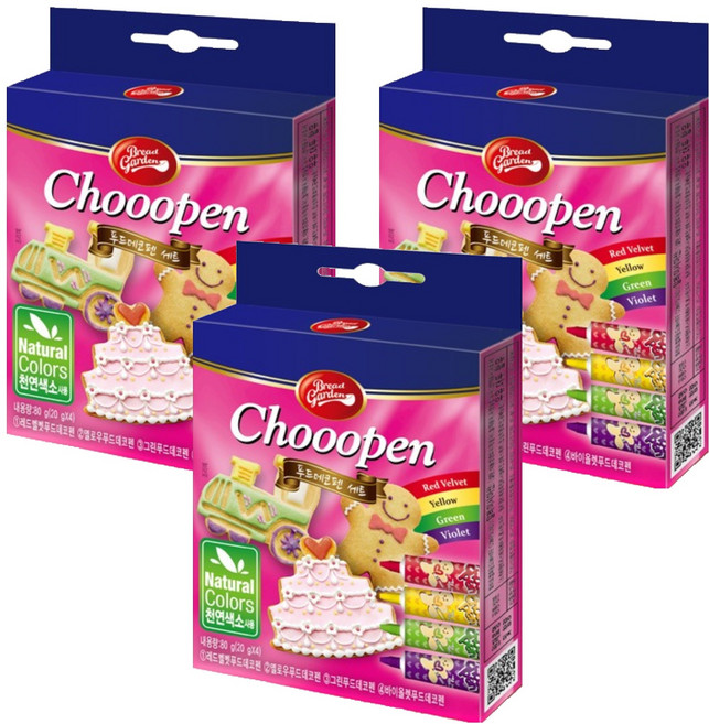 브레드가든 컬러초코 푸드 데코 펜 4종 세트, 80g, 3세트