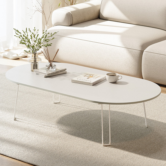 코멧 홈 국내생산 7파이 타원형 접이식 테이블, 그레이