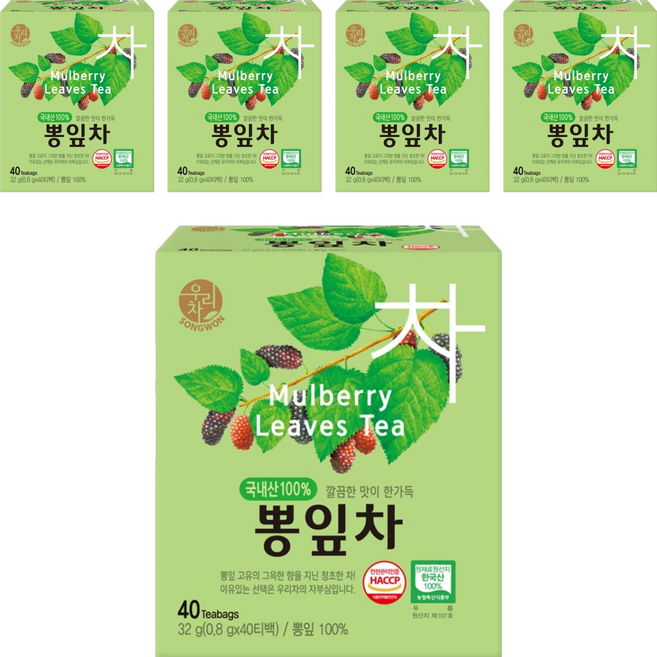 우리차 뽕잎차, 800mg, 40개입, 5개