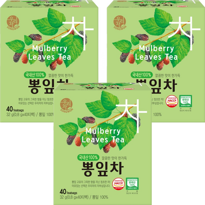 우리차 뽕잎차, 800mg, 40개입, 3개