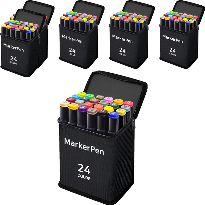 다다 디자인 드로잉 마카펜 천케이스, 24색, 6세트