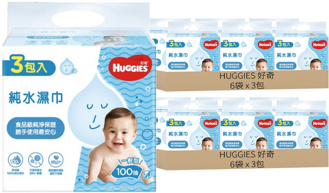 HUGGIES 好奇 一般型 純水嬰兒濕巾, 100張, 36包