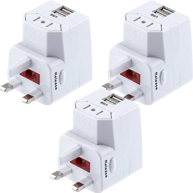 TRISTAR 三星牌 萬國充電器轉換插頭 3孔 TS-USB171, 3個, 8.5cm, 白色