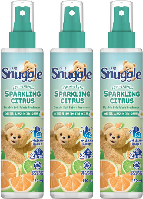 스너글 스파클링 시트러스 더블 소프트 섬유탈취제 본품, 150ml, 3개