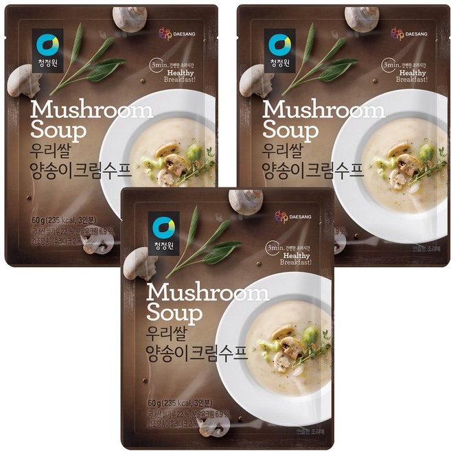 청정원 우리쌀 양송이 크림수프, 60g, 3개