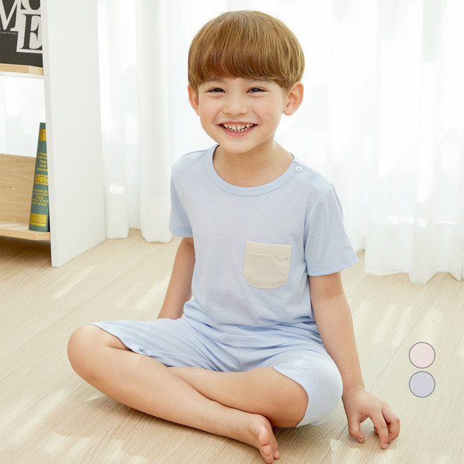 롤리트리 아동용 소프트터치 주머니 포인트 반팔 7부바지 실내복