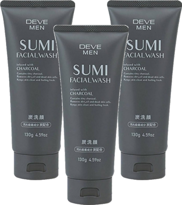 KUMANO 熊野油脂 DEVE 男仕去皮脂竹炭洗面乳, 130g, 3條