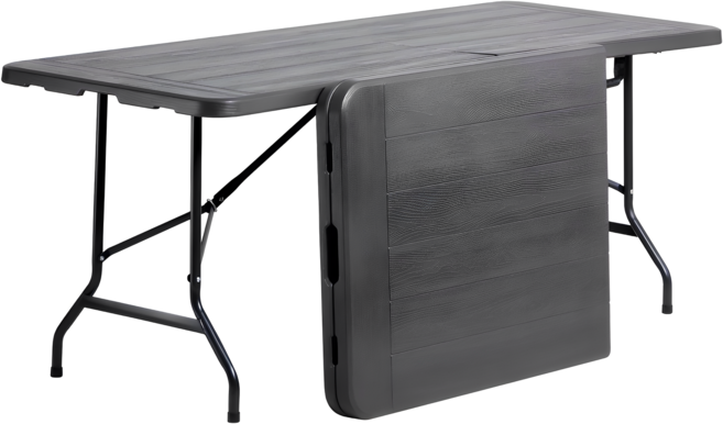 AMOS 亞摩斯 手提折疊式木紋戶外餐桌 DCN006GY 180 x 76 x 74cm, 灰色