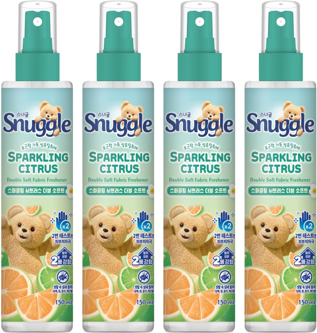 스너글 스파클링 시트러스 더블 소프트 섬유탈취제 본품, 150ml, 4개