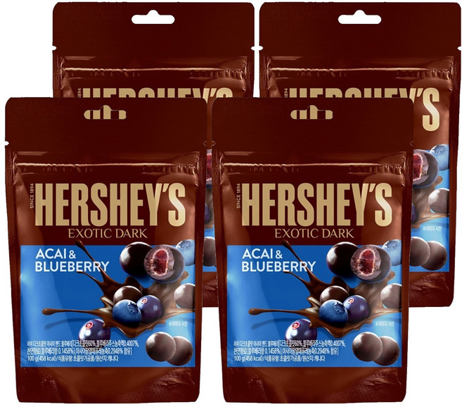 HERSHEY'S 好時 巴西莓藍莓夾餡黑巧克力, 4包, 100g