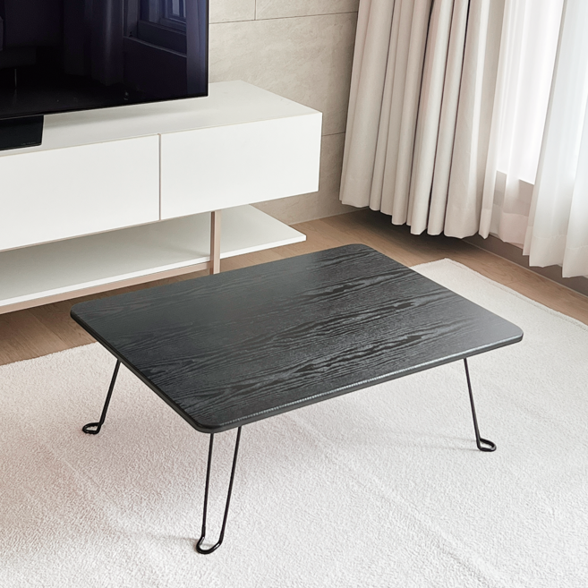 오브민 LPM 모던 스타일 라운드 스틸다리 접이식 대형 테이블 800, 블랙