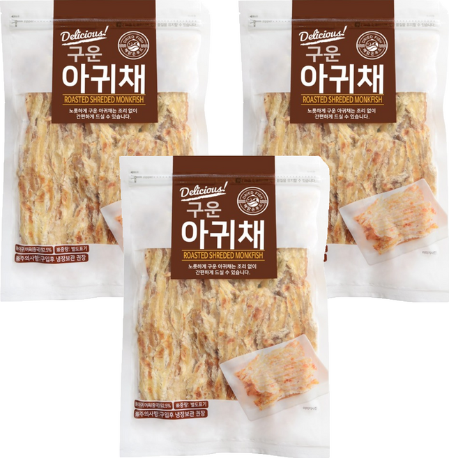 해맑은푸드 구운 아귀채, 200g, 3개