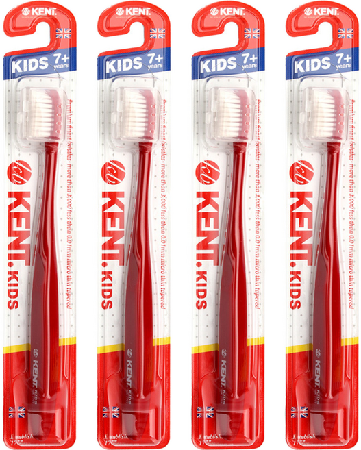 켄트 키즈 초극세모 칫솔, 레드, 1개입, 4개