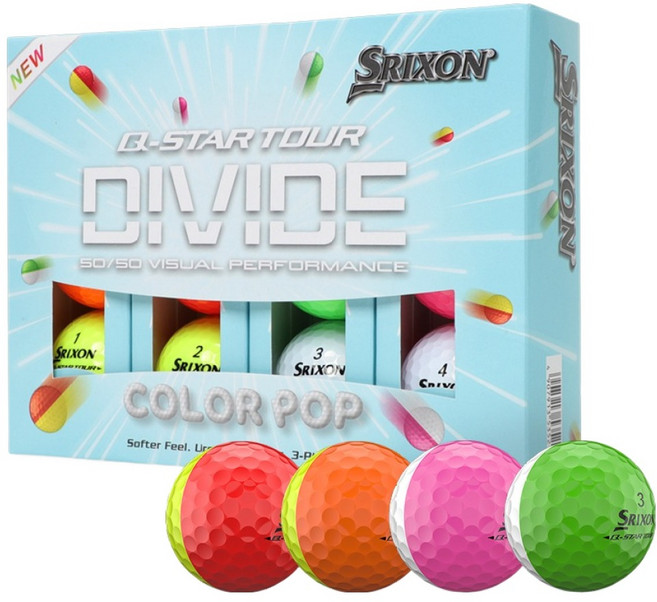 스릭슨 큐스타 6 디바이드 컬러팝 골프공 3피스 4종 T6_26220, WHITE + LIME GREEN, YELLOW + RED, WHITE + PINK, YELLOW + ORANGE, 1세트