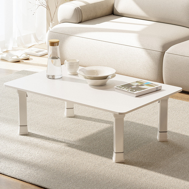 코멧 홈 LPM 4단 높이조절 베이직 접이식 테이블, 매트 화이트