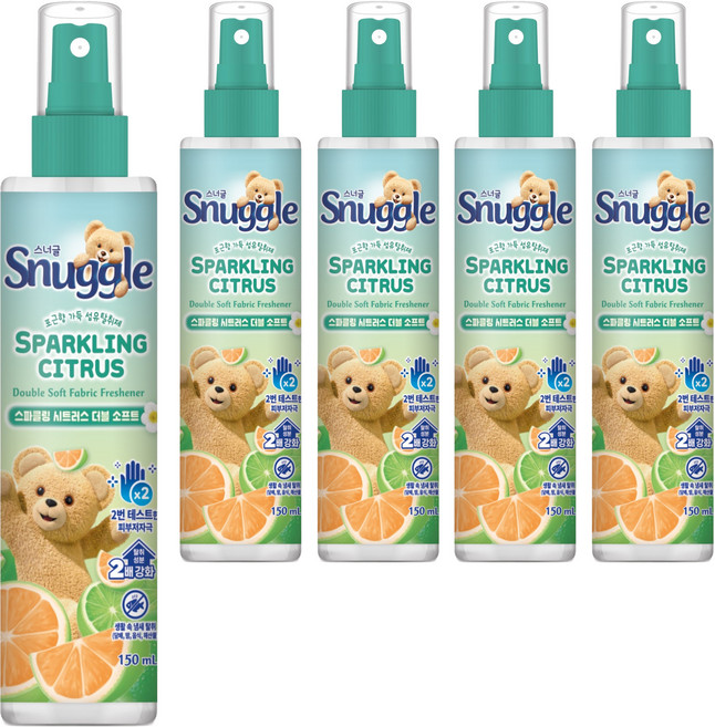 스너글 스파클링 시트러스 더블 소프트 섬유탈취제 본품, 150ml, 5개