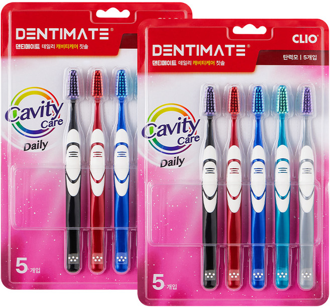 크리오 덴티메이트 데일리 캐비티케어 탄력모 칫솔, 2세트, 5개입