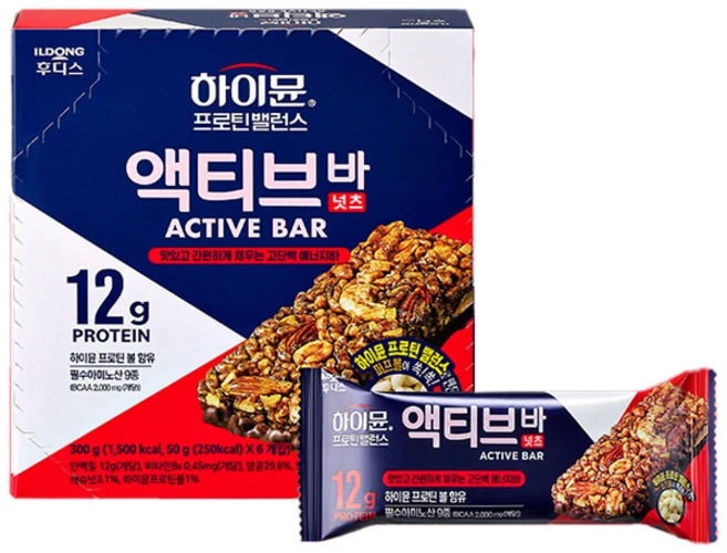 하이뮨 프로틴밸런스 액티브 바 넛츠 6p, 300g, 1개 - 쿠팡